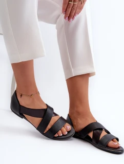 Černé kožené sandály se stahováním Apulia