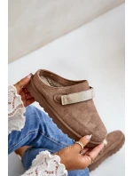 Dámské Teplé Pantofle Na Platformě Hnědé Azida