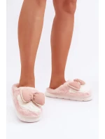 Futrzane Pantofle S Mašlí Růžové Grilis