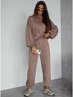 Dámská tepláková souprava s kapucí v barvě cappuccino, FashionStreet AY1214 Dámská tepláková souprava s kapucí v barvě cappuccino, FashionStreet AY1214