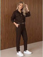 Dámská souprava s blůzou a kalhotami, hnědá, FashionStreet AY1237 Dámská souprava s blůzou a kalhotami, hnědá, FashionStreet AY1237