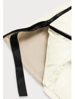 Dlouhá zimní bunda v barvě ecru z různých spojeným materiálů (jin-210)