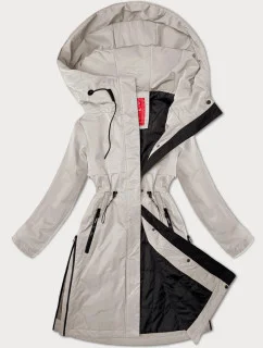 Světle béžová jednoduchá dámská bunda s kapucí LHD (LHD-24592)