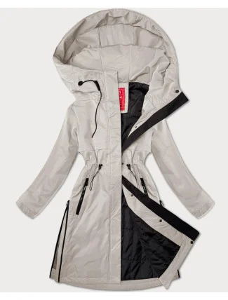 Světle béžová jednoduchá dámská bunda s kapucí LHD (LHD-24592)