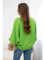 Oversized halenka se zapínáním na knoflíky jasně zelená Oversized halenka se zapínáním na knoflíky jasně zelená