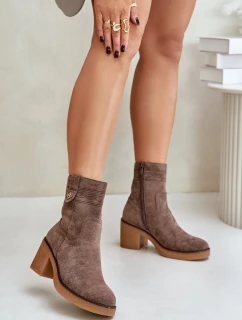 Zateplené dámské boty na podpatku hnědé Vailia