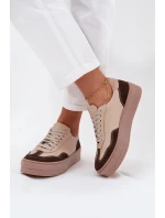 Kožené dámské tenisky na platformě Zazoo N1269S2 béžové
