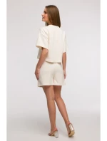 B294 Oříznutá mikina s krátkým rukávem - vanilka