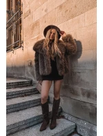 Dámské kotníkové kovbojky na podpatku Esmira z eko‑zamszu – hnědé