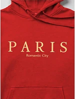 Pánská mikina s kapucí a potiskem PARIS, červená, FashionStreet NX5147BX
