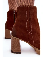 Kůže Botky Dámské Na Sloupku Hnědé Lemar Remilda