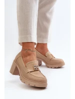 Dámské polobotky na masivním podpatku s ozdobou Beige Ranunca