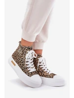 Vysoké Dámské Tenisky S Leopardským Vzorem Na Platformě Hnědé Laviriona