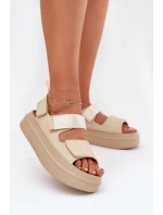 Dámské sandály na platformě se suchým zipem béžové Nitepira