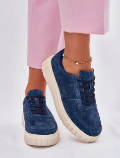 Semišové Dámské Tenisky Na Platformě Granátové Rilwena