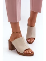 Elegantní lehké dámské pantofle na vysokém podpatku, Béžová Varnila Elegantní lehké dámské pantofle na vysokém podpatku, Béžová Varnila
