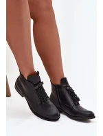 Dámské zateplené botky S.Barski – černé, na plochém podpatku