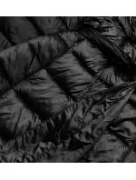 Černý prošívaný kabát s vysokým stojáčkem a kapucí (AG1-J9062B)