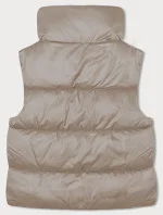 Světle béžová krátká dámská vesta se stojáčkem (B8245-51) Světle béžová krátká dámská vesta se stojáčkem (B8245-51)