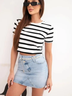 Džínová mini sukně M.Sara s řetízkem modrá