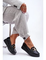 Kožené Mokasíny Na Platformě S Ozdobou Černá Desmond