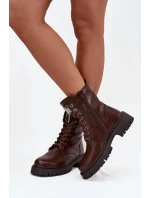 Dámské workery s ozdobou eko kůže čokoládové Karessa