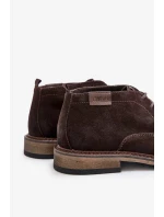 Semišové Pánské Šněrovací Kotníkové Boty Big Star OO174145 Tmavě hnědé