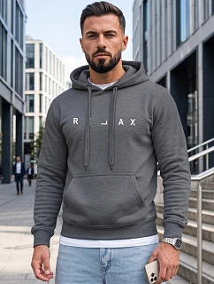 Pánská mikina s kapucí RELAX, tmavě šedá, FashionStreet NX0001BX