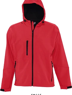 SOL'S Replay Men Pánská 3-vrstvá softshellová bunda s kapucí 25.6602 pepper red