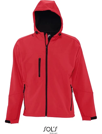 SOL'S Replay Men Pánská 3-vrstvá softshellová bunda s kapucí 25.6602 pepper red