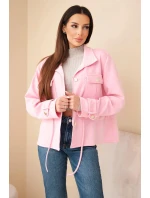 Dámská rozepínací mikina máslová s tkaničkou a kapsami cukrově růžová