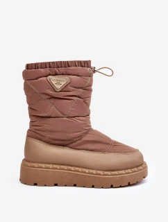 Dámské sněhule na tlusté podešvi tmavě béžové Lureta