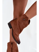 Zateplené Cowboy Kotníčkové Boty Na Podpatku Camel Sylvette