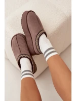 Dámské nízké semišové sněhule Vinceza s výšivkou na platformě – hnědé