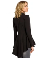 Asymetrický frak s límcem a zapínáním na knoflíky M165 - černý - Moe