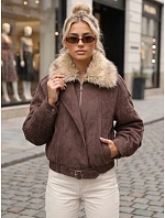 Dámská zimní bunda s kožešinovým límcem, hnědá, FashionStreet TY5701 Dámská zimní bunda s kožešinovým límcem, hnědá, FashionStreet TY5701