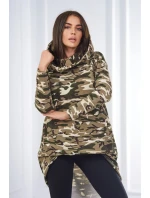 Mikina s dlouhými zády moro khaki+ecru Mikina s dlouhými zády moro khaki+ecru