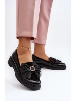 Dámské lakované mokasíny s mašlí Laura Messi 2786 černé