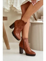 Dámské zimní botky na vysokém podpatku se zipem Camel Bioria