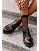 Lakované Dámské Polobotky Šněrovací Artiker Černé