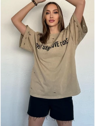 Dámské tričko s potiskem BONGANIR beige FashionStreet RY2635