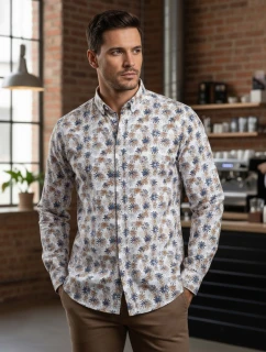 Pánská květinová bílá košile FashionStreet DX2645