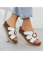 Dámské kožené žabky na platformě bílé Remonte D2L52-80