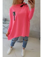Oversize mikina s asymetrickými boky růžová neonová Oversize mikina s asymetrickými boky růžová neonová