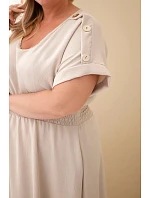 Dámské šaty Plus Size s řaseným pasem béžová Dámské šaty Plus Size s řaseným pasem béžová