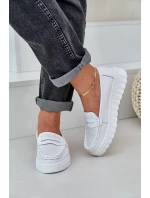 Dámské Kožené Mokasíny Na Platformě A Klínu Bílé Elanindel Dámské Kožené Mokasíny Na Platformě A Klínu Bílé Elanindel