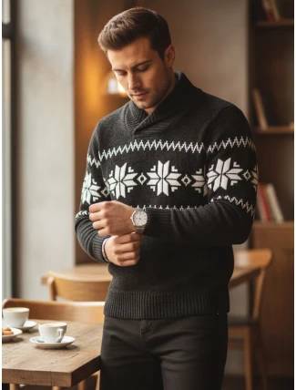 Pánský černý svetr FashionStreet WX2268