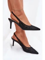 Krajkové Lodičky Sandály S Odkrytou Patou Černé Lisaviela