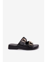 Dámské pantofle se zlatými sponami Černé Danelle