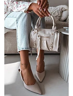 Podpatky s výřezy a zlatou sponou Vinceza 62288 Světle šedé